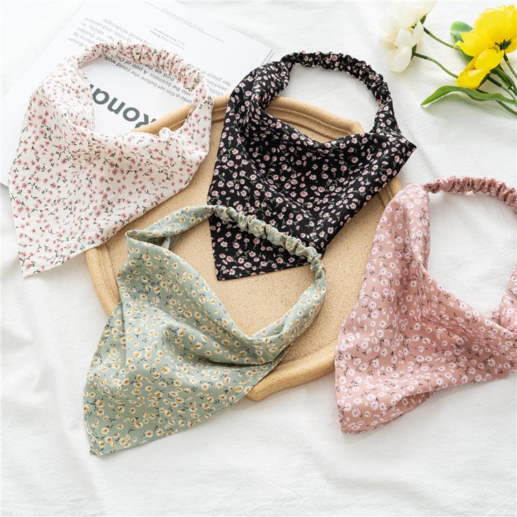 Three States 2025 Women's Thin Floral Headband Scarf: Elastic European & American Triangle Hair Accessory