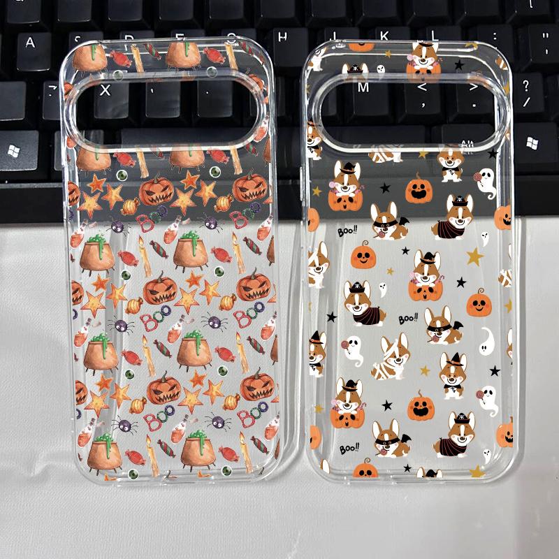 For Google 10 Pro XL Cute Halloween Pumpkin Ghost Bat Pattern Phone Case for Google Pixel 8A 7A 6A 6 7 8 9 10 Pro Soft TPU Cover
