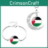 Mixed Material Palestinian Flag Design Moon Pendant Necklace Cartoon Style