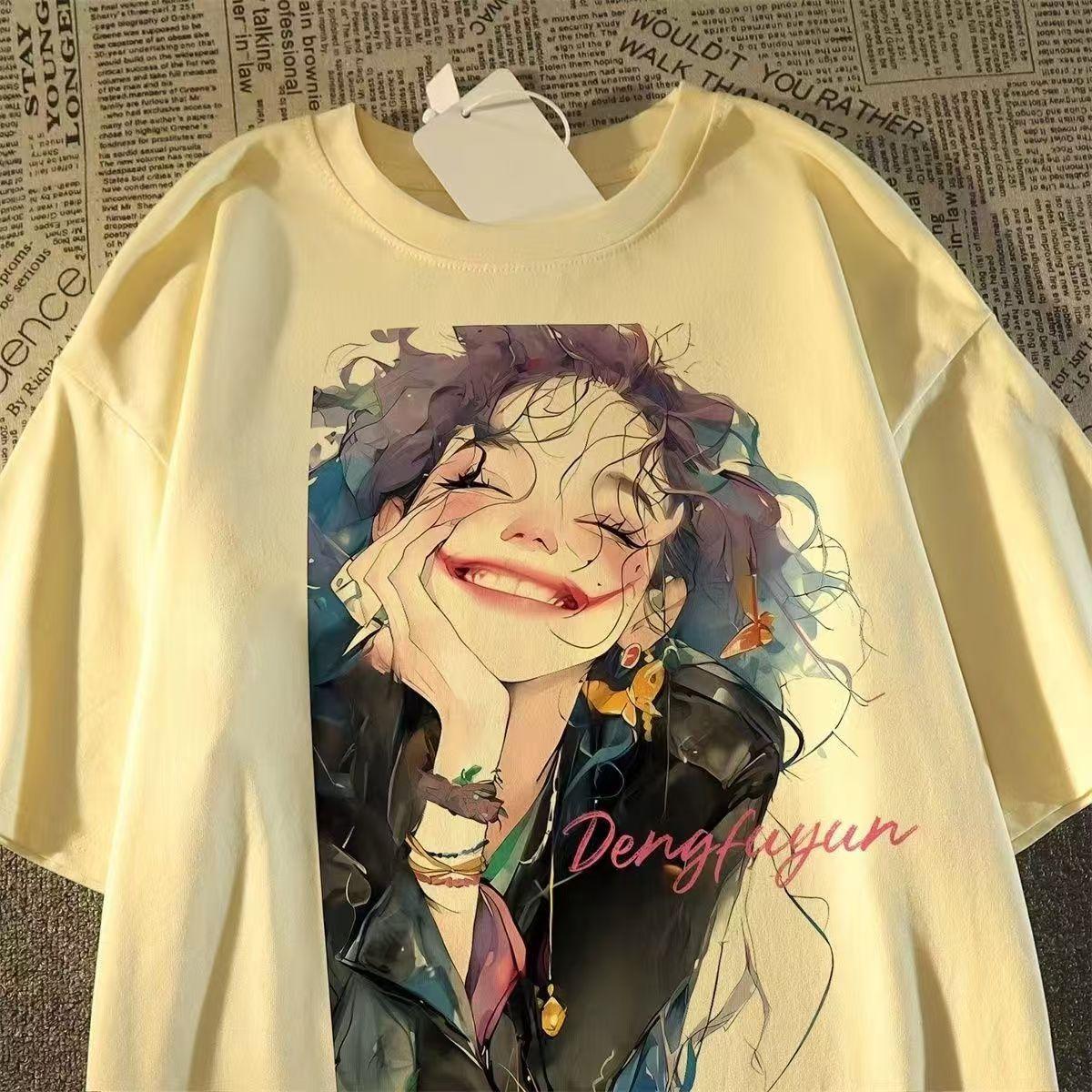 

Футболка с коротким рукавом из хлопка American Tide Printed, женская летняя свободная уличная летняя футболка L