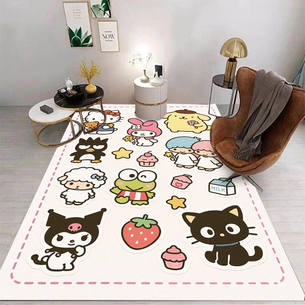 S-Sanriou Carpet Cartoon Living Room Bedroom Kitchen Sofa Table Balcony Rug Non-slip Washable Mat Exquisite Ornaments