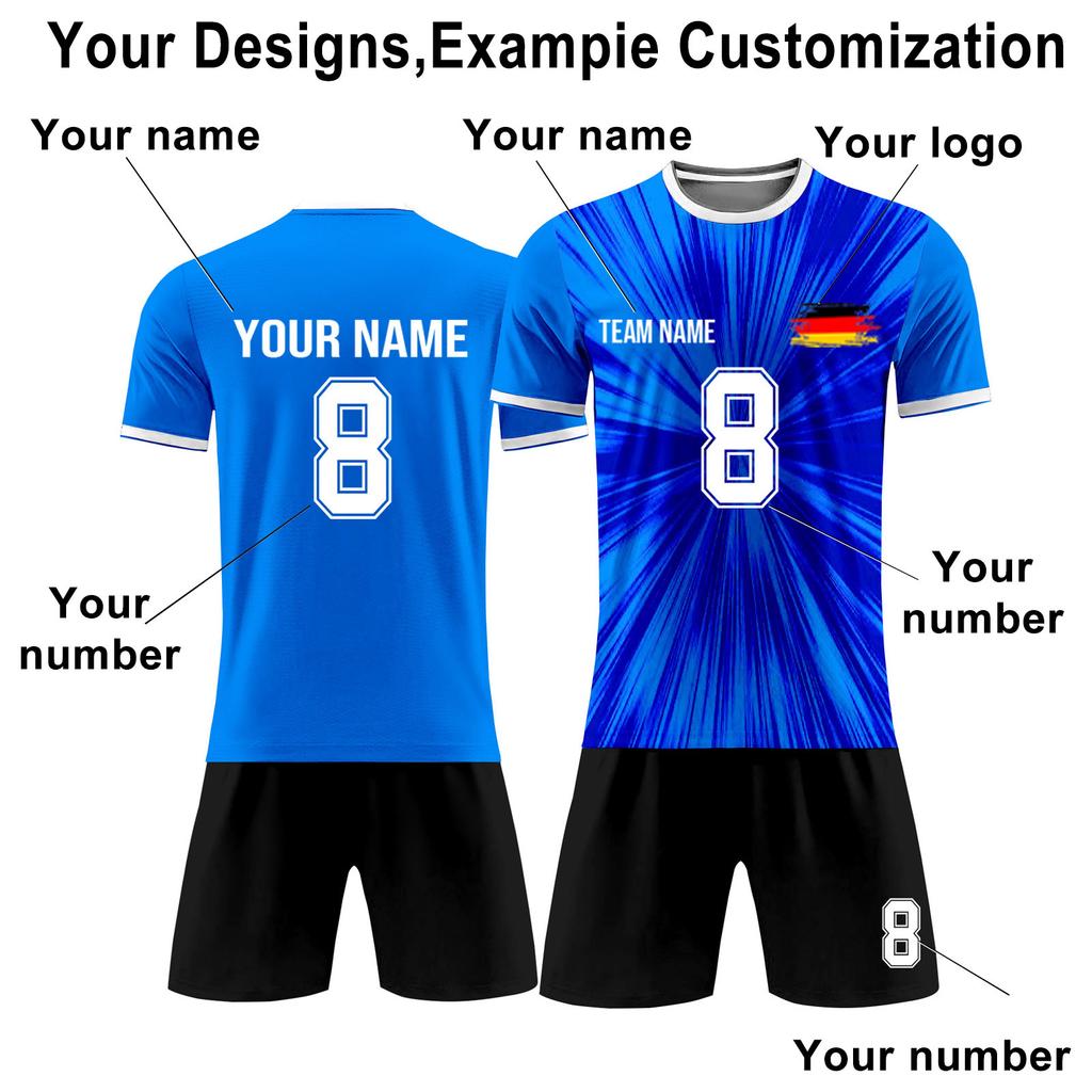 Individuelles zweiteiliges Set aus Fußballtrikots für Erwachsene und Kinder