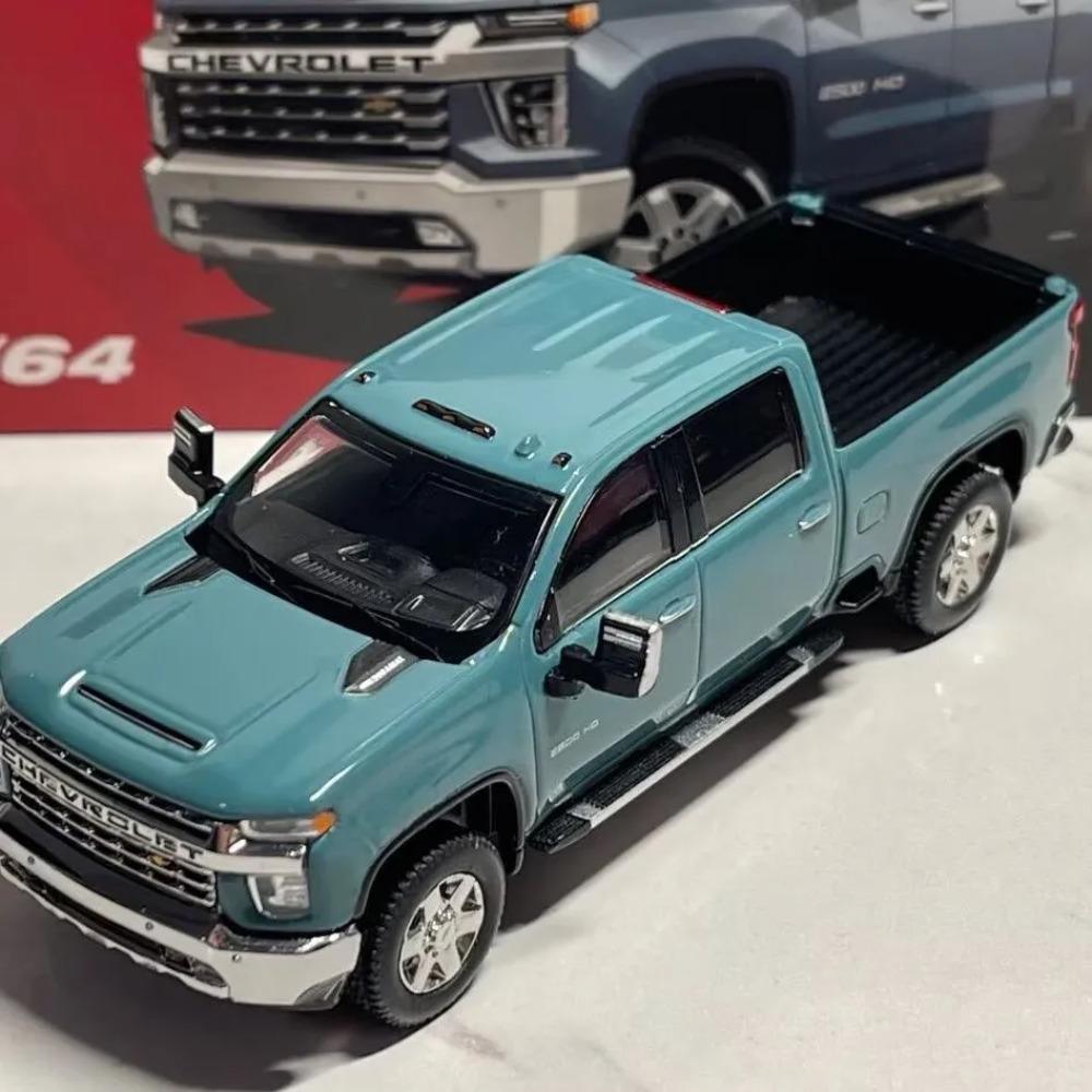 1/64 Silverado HD 2020 Alloy Pickup Car Model Diecast Metal Off-road Vehicles Car Model Simulation Miniature Scale Kids Toy Gift