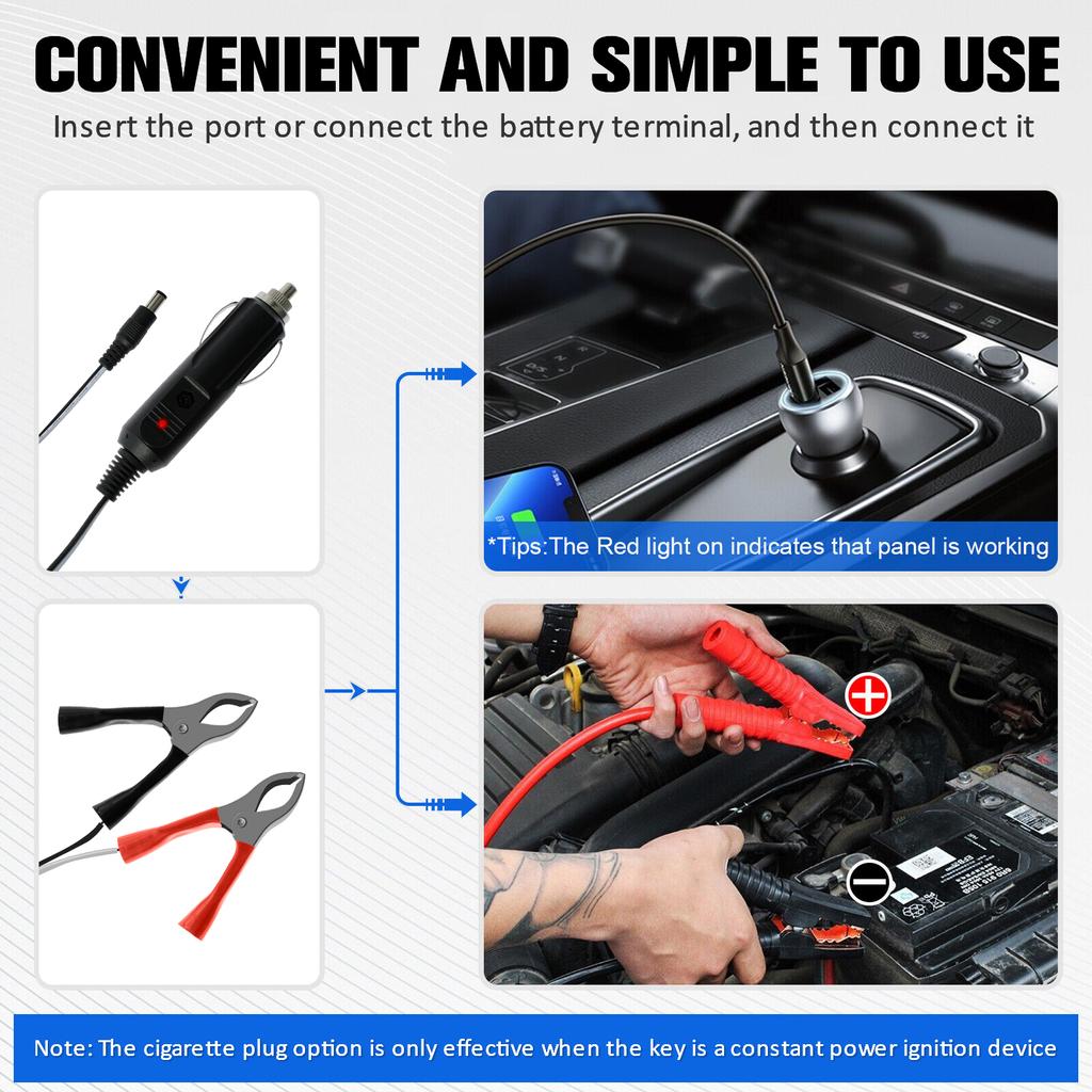 10W Solar Panel Kit 12V Waterproof Solar Trickle Charger Portable Solar Powered Charger High Efficiency Car Battery Maintainer