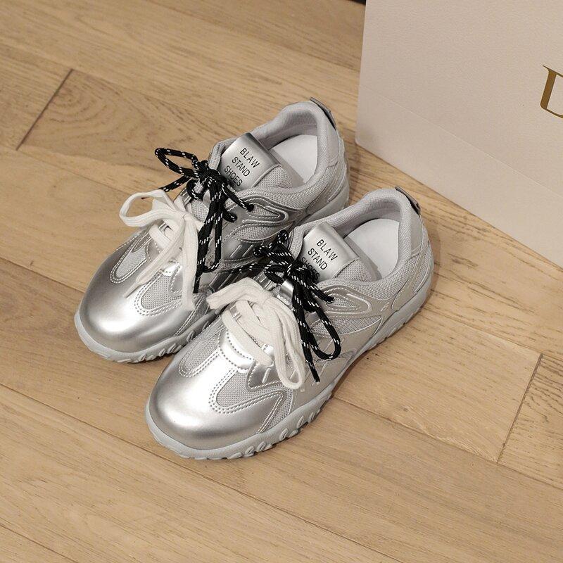 Leather Platform Heightening German Training Shoes Women's 2025 Spring New Retro Casual Sports Board Shoes Versatile Forrest Gump Single Shoes