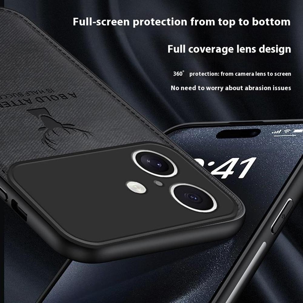 Coque pour iPhone 17 Motif Cerf Texture Tissu PU + PC + TPU Housse de Téléphone