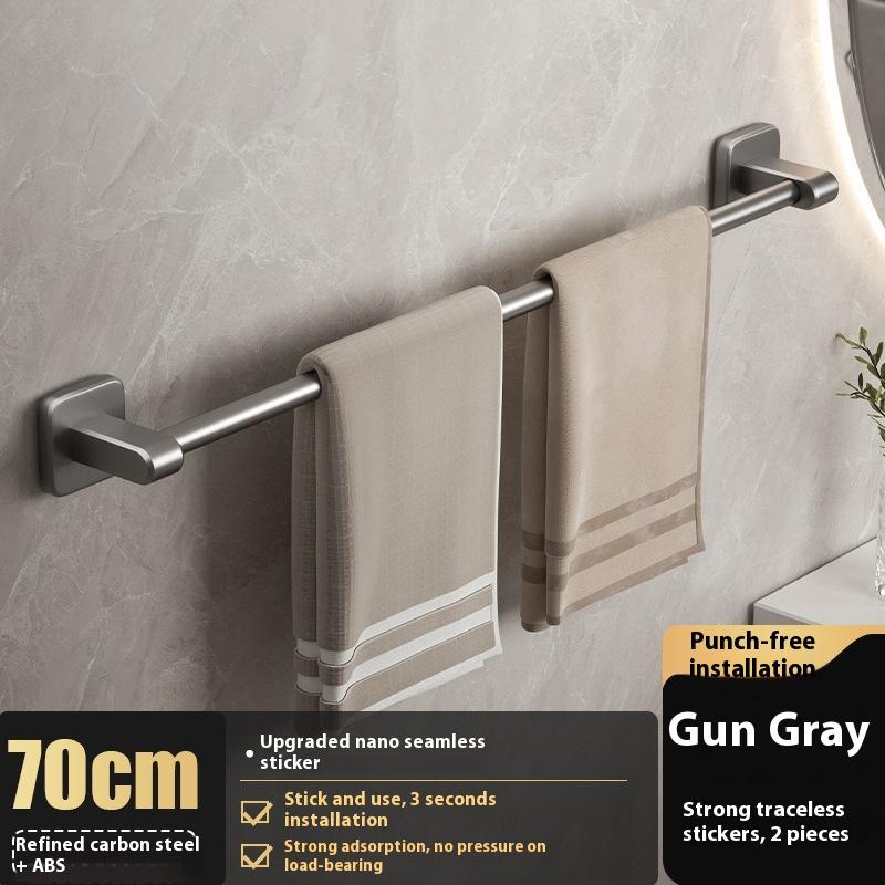Two Layer Punch-Free Towels Holder Bar Bathroom Storage Rack Towel Rack Organizer Wall-Mounted Towel Shelf