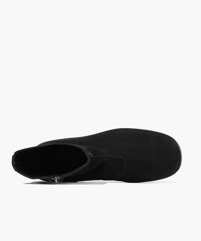 Firenze Atelier [Vibram] Minimal Line Suede Hidden Zipper Zip-Up Boots 9800-Qs [Black]