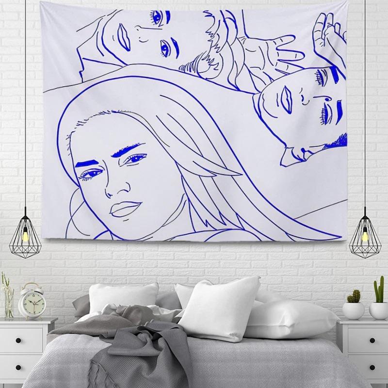 Office Living Room Tapestry Simple Line Geometric Pattern Hanging Cloth Home Wall Decoration Tapestry