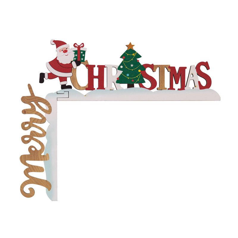 1Pc DIY Christmas Wooden Door Frame Corner Santa Claus Sign
