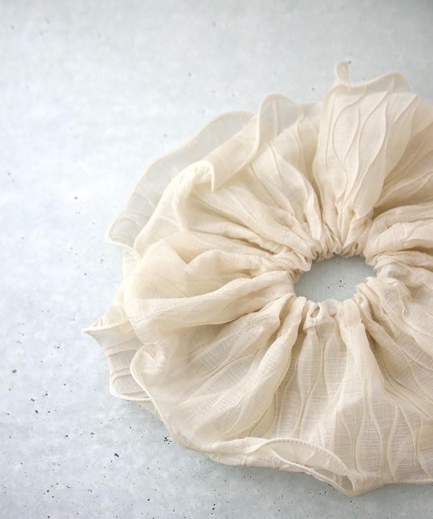 VINGTAINE Chiffon Scrunchie Hair Accessory for Lightweight and Easy to Hair Women, Style, Tie, HS-210-IV