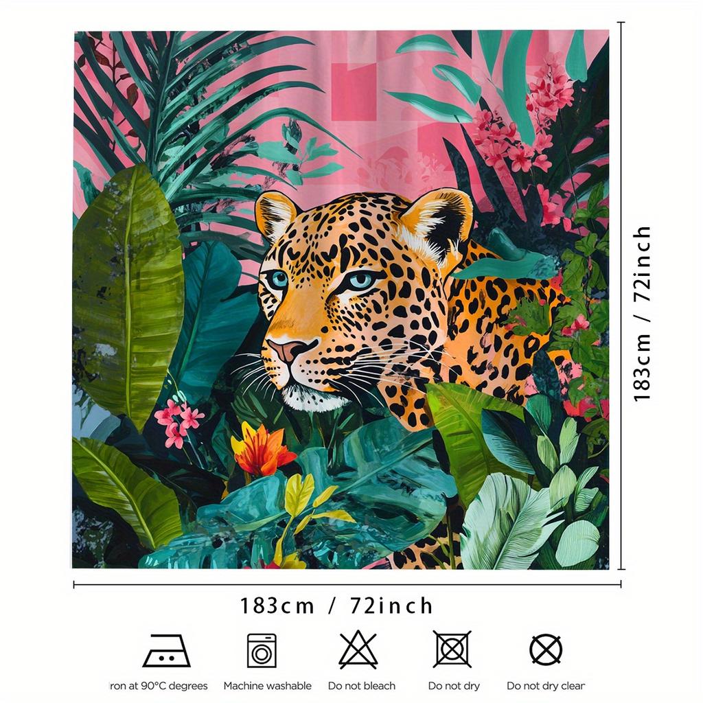 1 Piece Of Exquisite Leopard Shower Curtain, Woven Fashion Theme, Suitable For All Season Bathroom Decoration, Bathroom Curtain