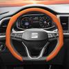 Suitable for Seat Perforated Leather Steering Wheel Cover, Non-Slip, Sweat-Absorbent, Breathable, Integrated Snap-On Protective Cover for Ibiza, Arona