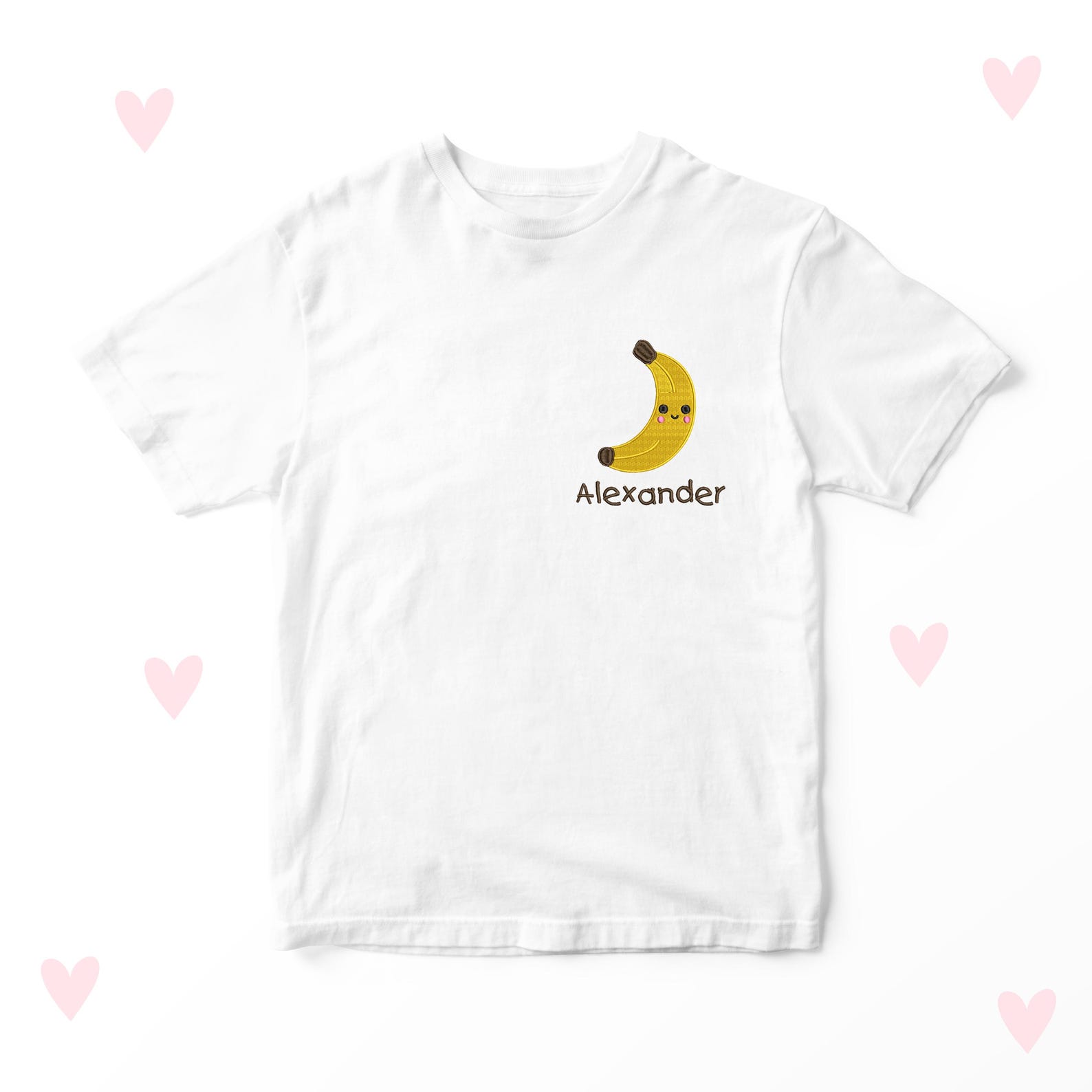 Banana Embroidered Kids T-shirt, Personalized Cotton Clothing 120