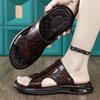 Slippers men's 2025 summer new open-toed leather slippers men's casual fashion wading beach cool slippers tide