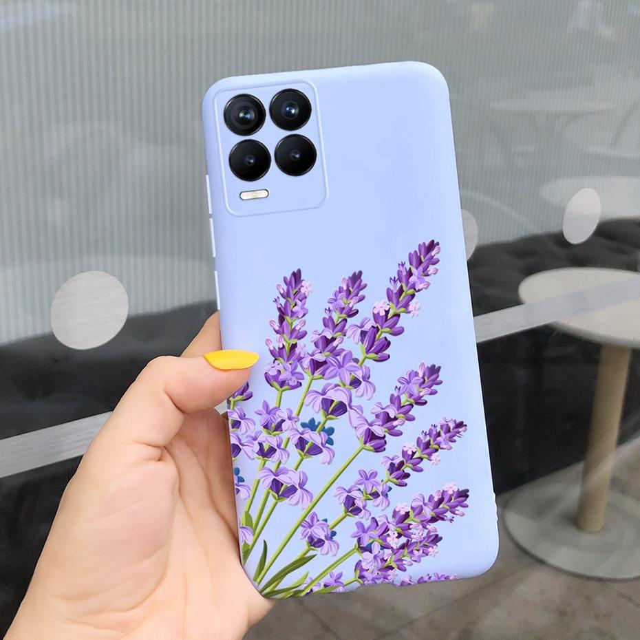 For Realme 8 Case Lavender Sunflower Silicone Back Cover For Realme 8 Pro 8i Realme8 4G RMX3085 Soft TPU Phone Case Luxury Coque