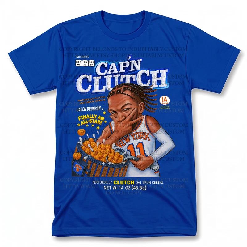Jalen Brunson Captain Clutch Cereal Box Basketball Graphic Tee S-5XL S