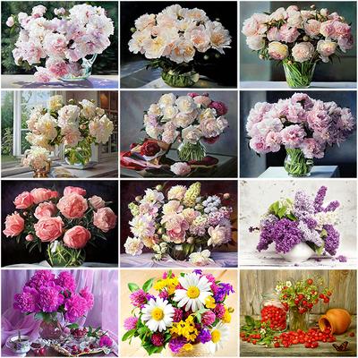 DIY 5D Diamond Painting Flower Full Round Diamond Embroidery Flowers Arranging Rhinestones