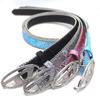 Shinning PU Belt with Rhinestones Buckle Woman Girl Decorative Belt for Skirt