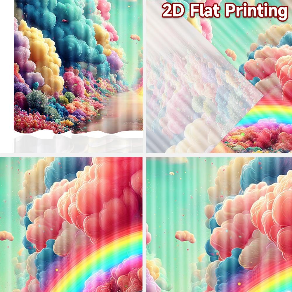 2D flat printing 2pcs Window Curtains Dreamy Rainbow Cloudscape Fantasy Digital Printed Polyester Drapes Birthday Party Use for
