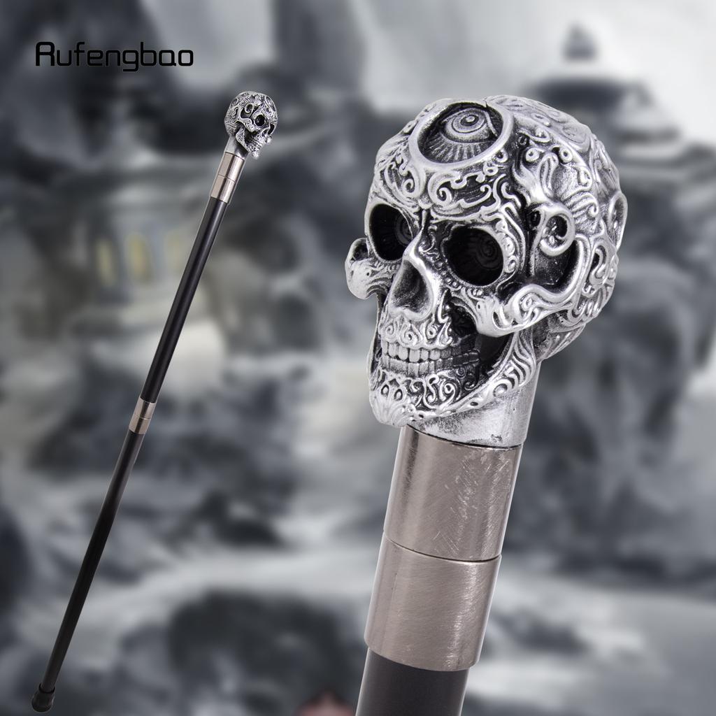 Weißer Harzblumen-Totenkopf-Kopf Gehstöcke Mode-Stock Dekorativer Stock Halloween für Cosplay-Partys, für Cosplay & Party 93cm