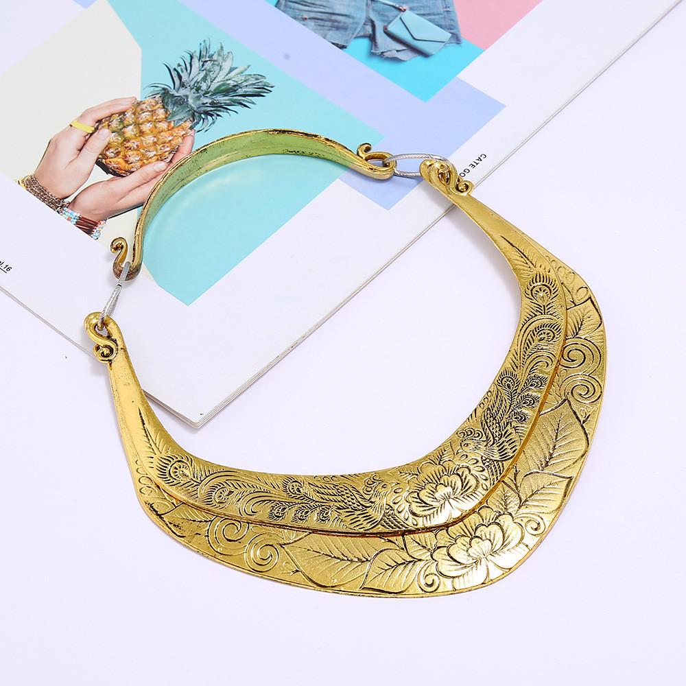 Ethnic Miao Dong Style Double Layer Alloy Necklace With Geometric Design For Gift Giving