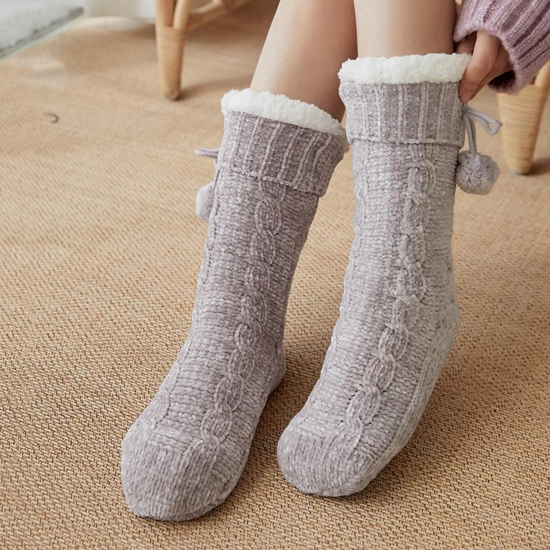 Gulvsokker dame voksne snøsokker sovesokker teppesokker hjemme varme polstrede leggings månedlige tøffelsokker