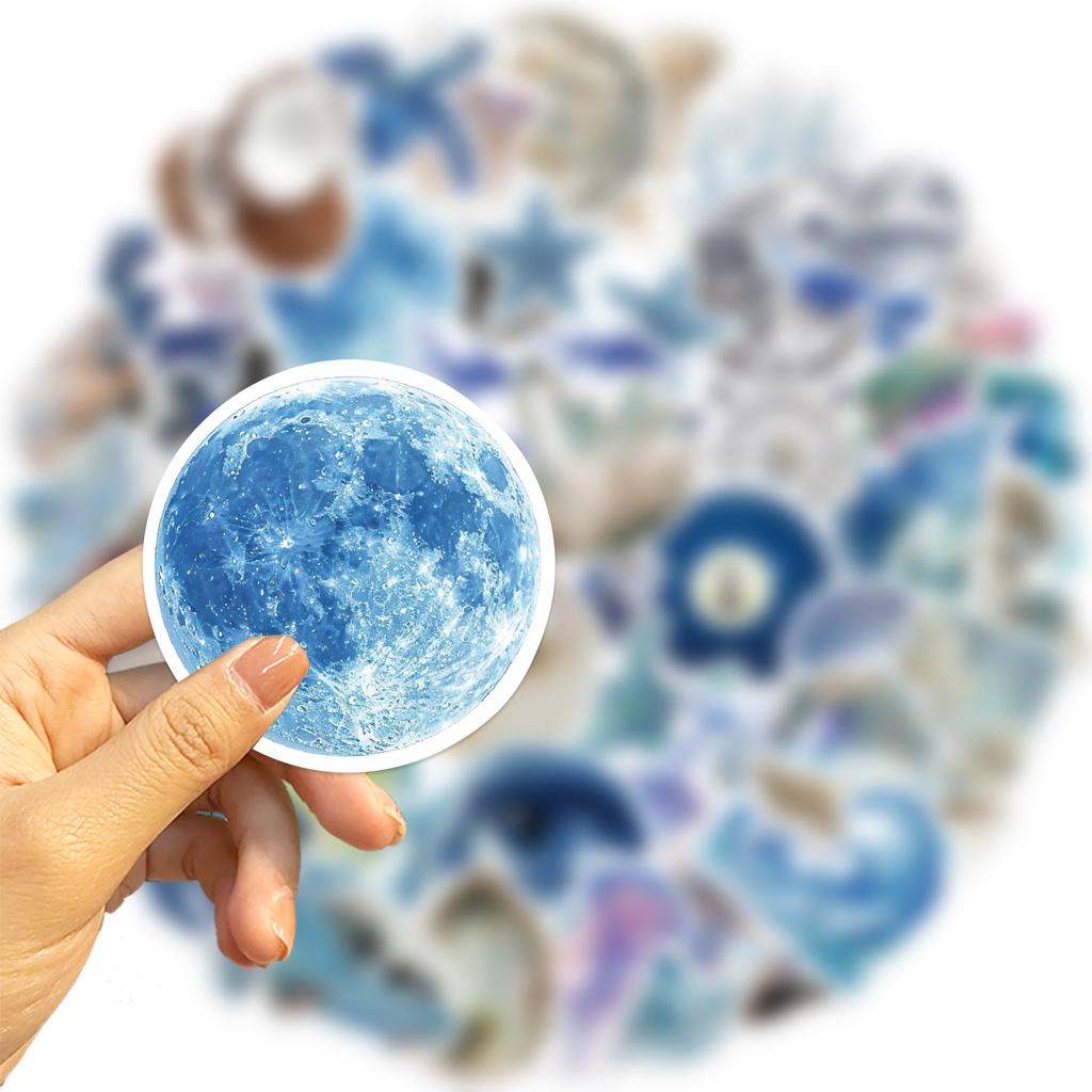 50 Silver Blue Ocean Ins Graffiti Stickers Decorate Guitar Notebook Suitcase DIY Waterproof Stickers