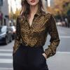 European and American temperament commuter printed long-sleeved shirt women's leisure animal pattern collage