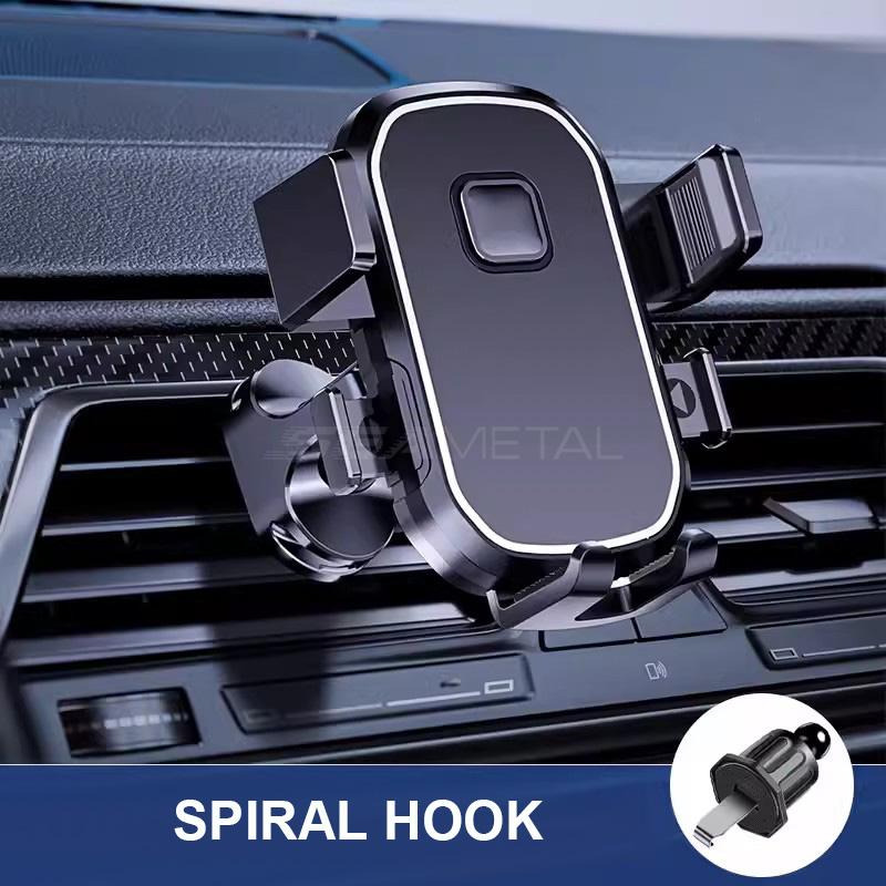 SEAMETAL Gravity Air Vent Car Phone Holder Telescopic Air Outlet Cellphone Mount Spiral Hook Universal for 4.7-7 Inch Smartphone