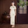 1011 Summer New Printed Cheongsam High-end Temperament Plain and Elegant Dress White New Chinese Daily Short-sleeved Long