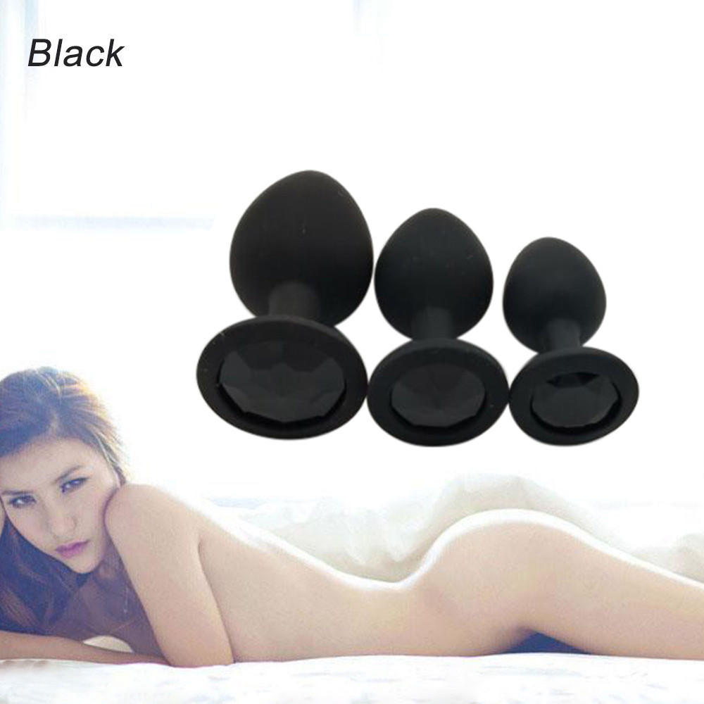 3 Pcs 3 Size Silicone Jeweled Anal Butt Plugs Anal Trainer Toys