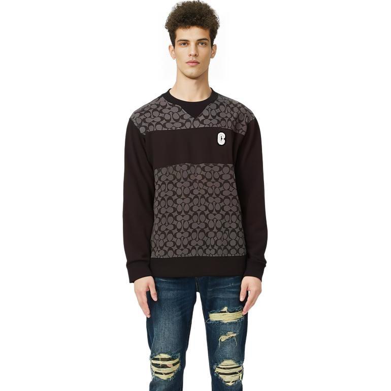 COACH Sweatshirts Men's Black Crew Neck Moderate Regular C7816-BLK