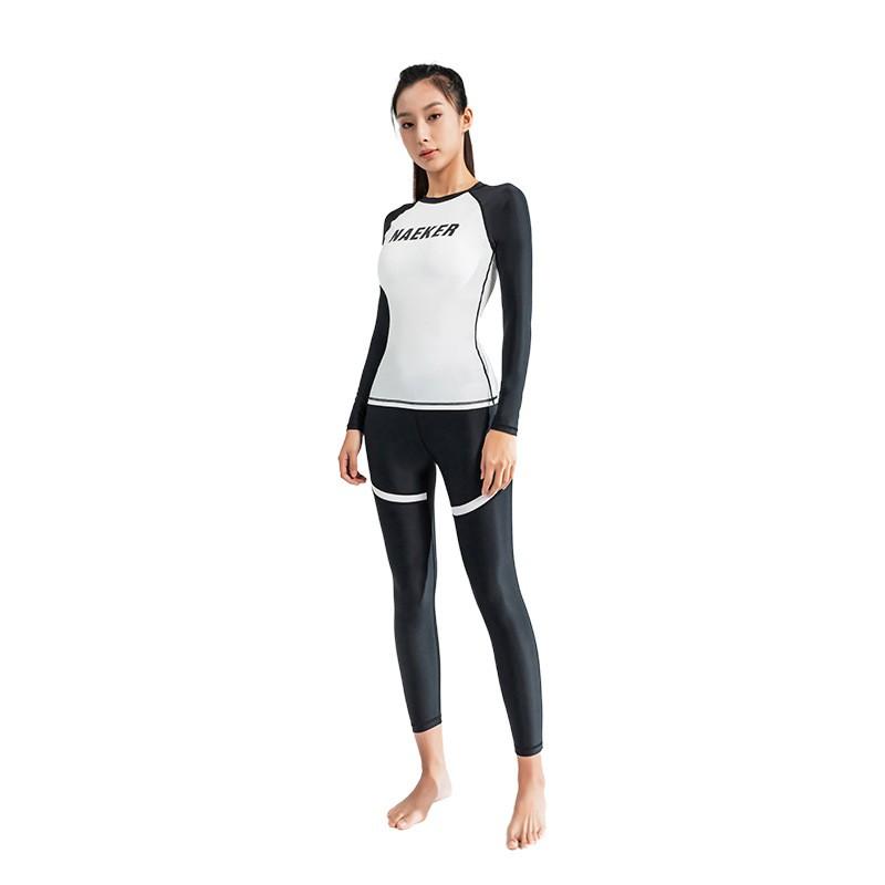 Womens UV Protection Long Sleeve Rash Guard Set With Matching Pants Snorkeling Diving Surfing Water Sports