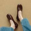 Fashion 2025 New Spring Genuine Leather Women Shoes Round Toe Women Flats Shoes for Women Retro Loafers Fashion Ladies Shoes