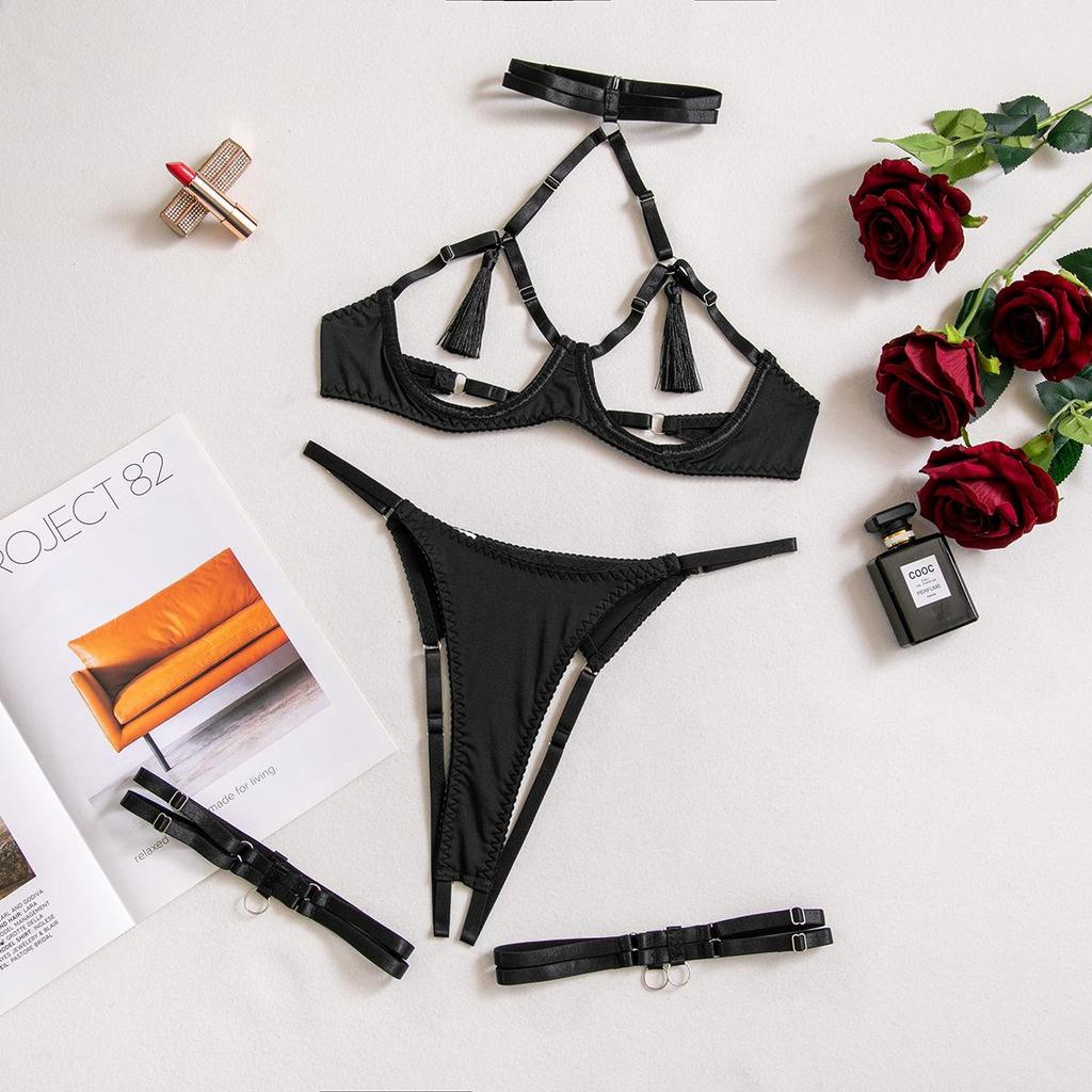 Cecia Sexy Hollow Tassel Temptation Lingerie Set