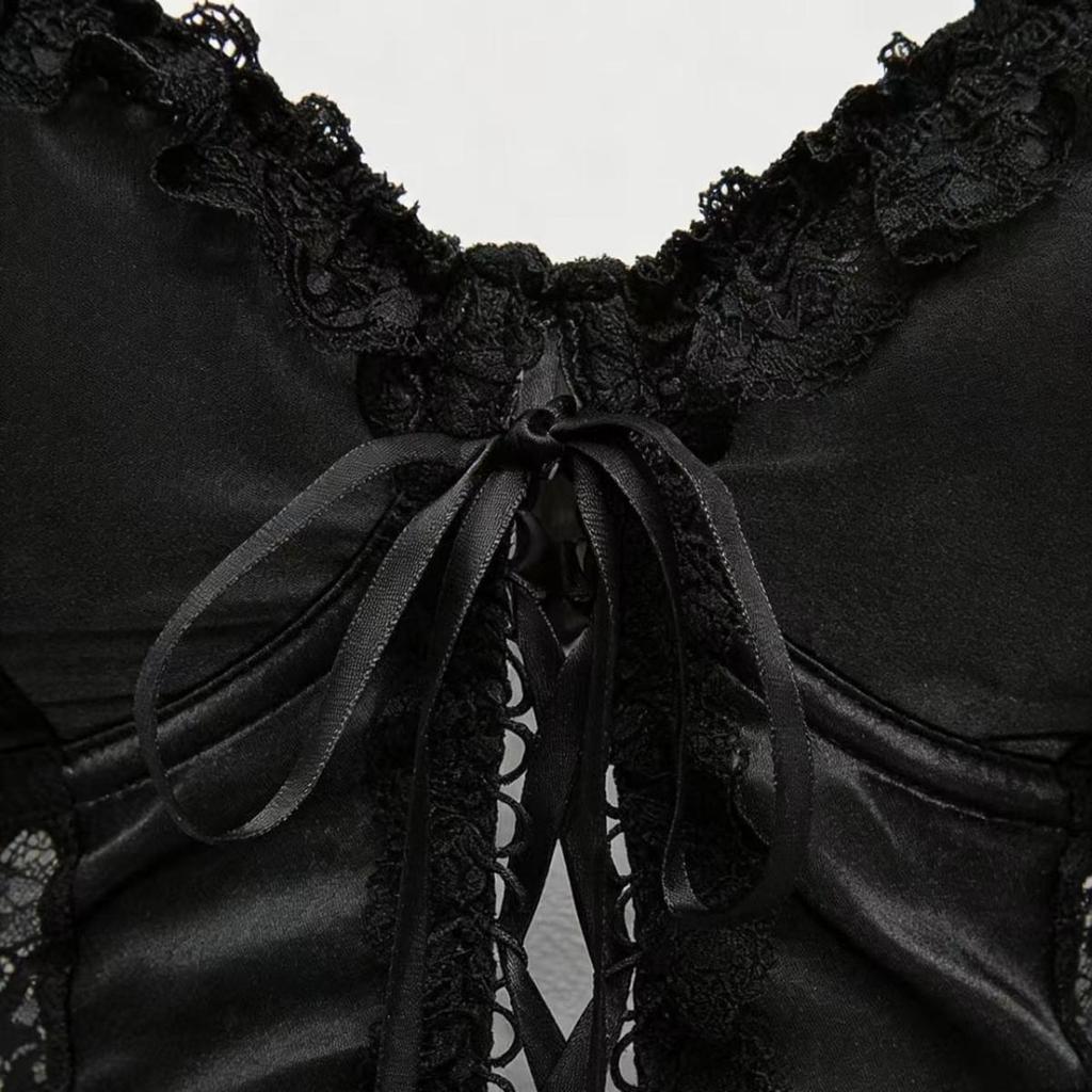 Gothic Satin Lace Bustier Camisole Top