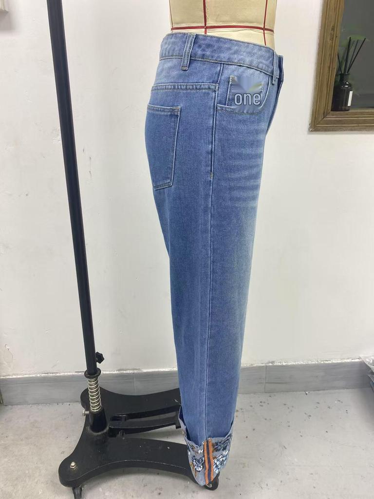Women's Mid-Waist Straight Leg Embroidered Jeans - Popular Bestseller in Europe and America