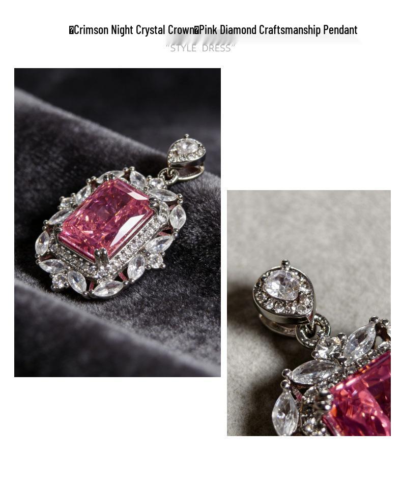 Gesi'en Luxury Ice Flower Pendant with Inlaid Pink Zircon