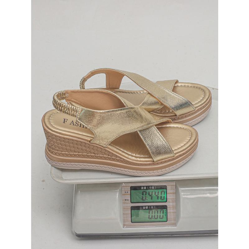 Summer fashion sandals large size one-word buckle with muffin wedge heel platform beach sandals