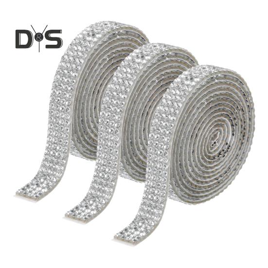 3 Rollen Strassband, selbstklebende Streifen aus Kunstkristall, elegante dekorative Zierrolle zum Selbermachen, Basteln, Kleidung, Schuhe, funkelndes Verzierungsband