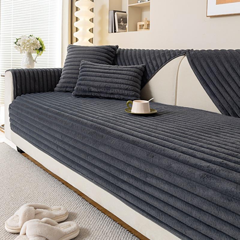 

Полосатый черный чехол для дивана осень-зима толстый нескользящий чехол против царапин от кошек подушка для сидения дивана современный коврик для дивана тканевый чехол 70x70cm 1pcs