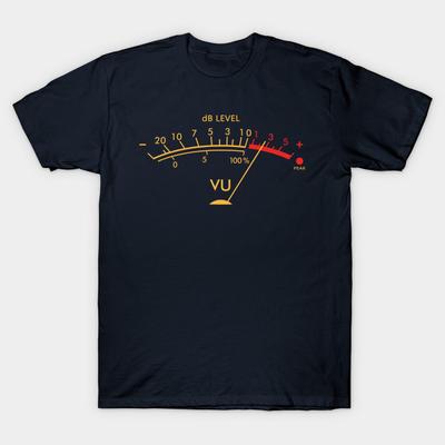 Herren Schwarzes T-Shirt mit Aufdruck Vu-Meter - Geschenkidee Für Retro-Musikliebhaber, Toningenieure, Musiker, Disco-, Techno-Musikfans, DJs, 80er, 90er, Am Besten Für Birt