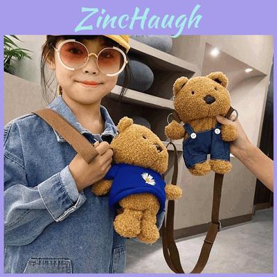 Entzückende Plüsch-Umhängetasche für Kinder Niedlicher Teddybär Crossbody Mini-Geldbörse