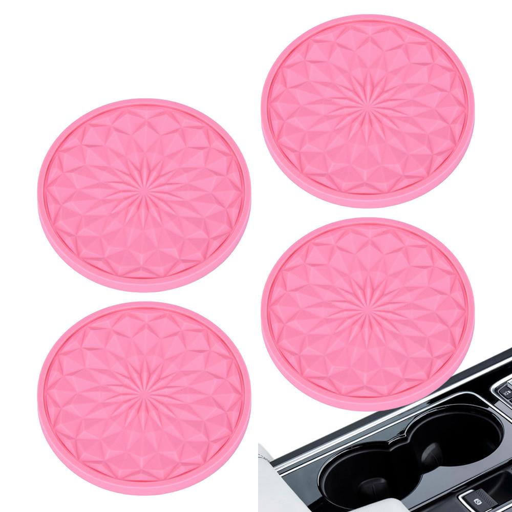 

Килимок для підстаканника 4 шт. Універсальний вбудований тримач для напоїв 2,75 дюйма Автомобільний підстаканник підходить для більшості автомобілів Дизайн з глибоким складчастим краєм для рожевий
