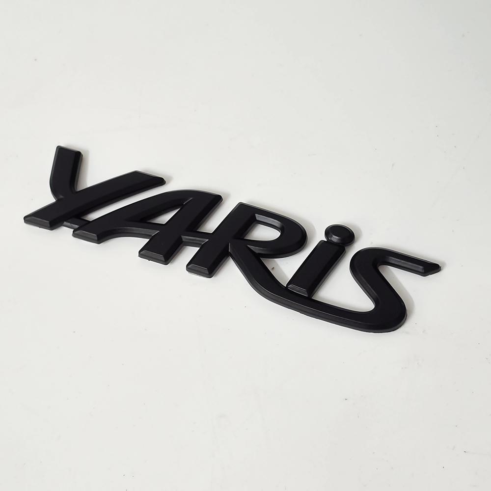 3D Chrome Matt Black Toyota Yaris Car Emblem Badge VBDF5 Sticker Rear Trunk Decal for Yaris XP90 XP130 Exterior Replacement