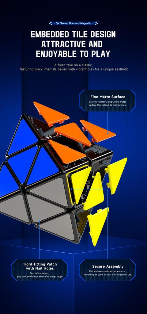 QY Skewb Diamond [Includes PouchAuthentic] Skewb Diamond Black Stickerless 3D Puzzle (Skewb Diamond Magnetic)