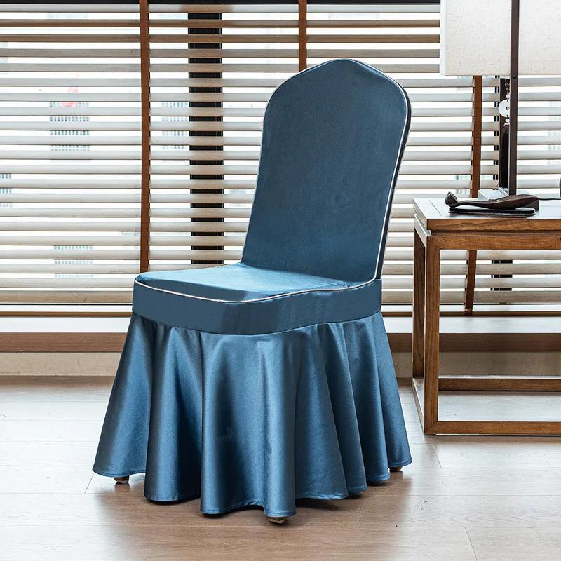 1 buc Husă Scaun Nuntă Decorare Petrecere Spandex cu Fustă Pliată Utilizare Elastică Stretch Dining Lux Aniversare Hotel Banchet