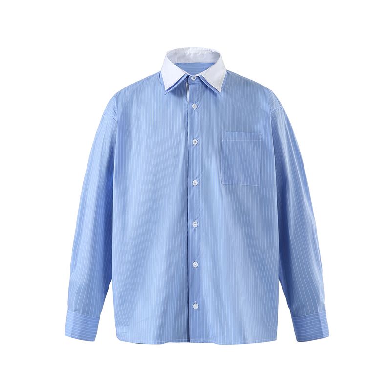 Men's American Casual Double-Collar Shirt, Men's 2025 Autumn New Style, High-End Simple Loose Fit Shirt, Trendy