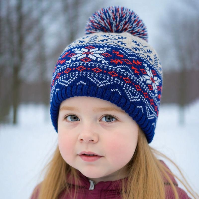 3pcs Kids for Boys Girls Scarf  Gloves 3-11Y Muffler Hats Winter Windproof Snowflake Warm Knitted Hat